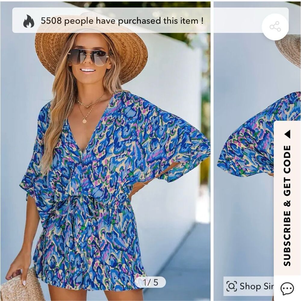 Cupshe Vibrant Blue and Pink Swim Coverup